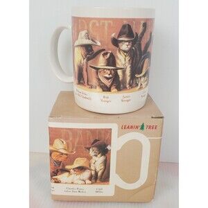 Leanin Tree "The James-Younger Gang's Last Raid" Ceramic Coffee Mug Cowboy Cats